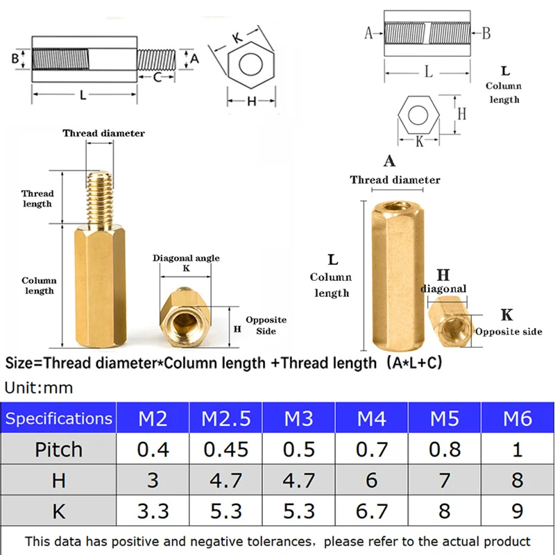 M2 M 2,5 M3 M4 Hex Messing Standoff PCB Motherboard Spacer mit Edelstahl Kreuz Runde Kopf Schraube und Mutter für PCB Sortiment – Detail 3