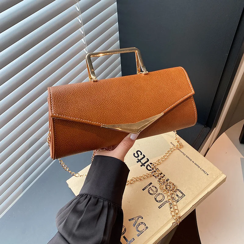  حقيبة مربعة 2025 مع حزام سلسلة، محفظة عصرية بمقبض علوي للنساء، حقيبة كتف معدنية، حقيبة كروس متعددة الاستخدامات #3