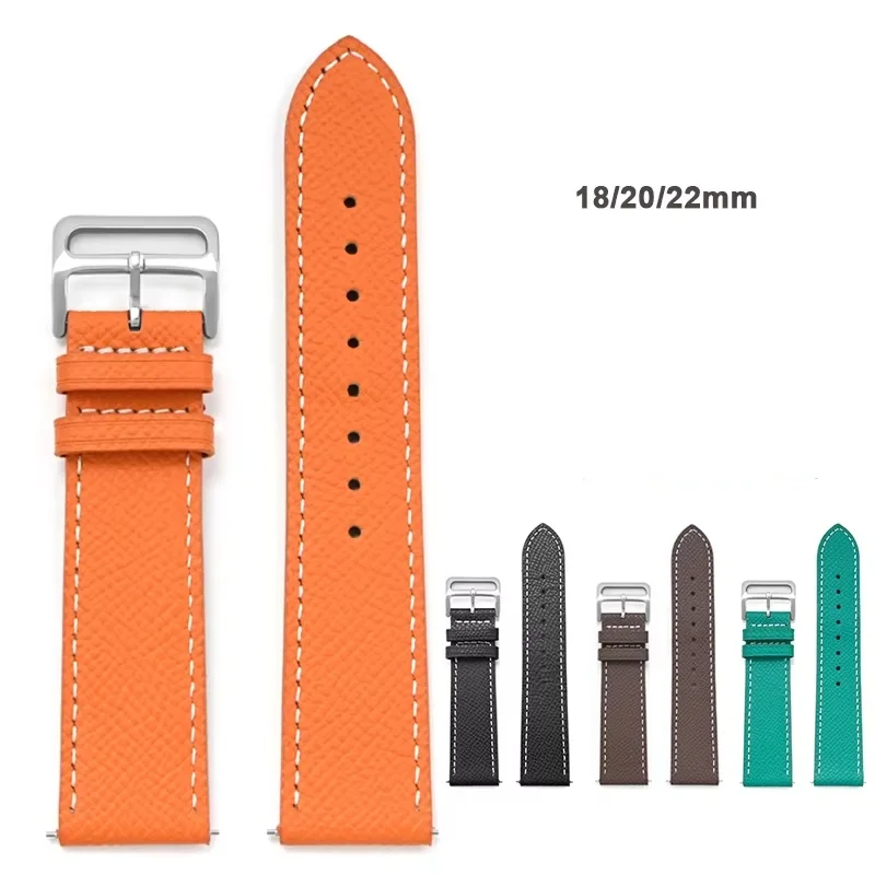 

18mm 20mm 22mm Quick Release Cowhide Leather Watch Strap Stainless Steel Pin Watch Buckle Band for Universal Watch Bracelet
