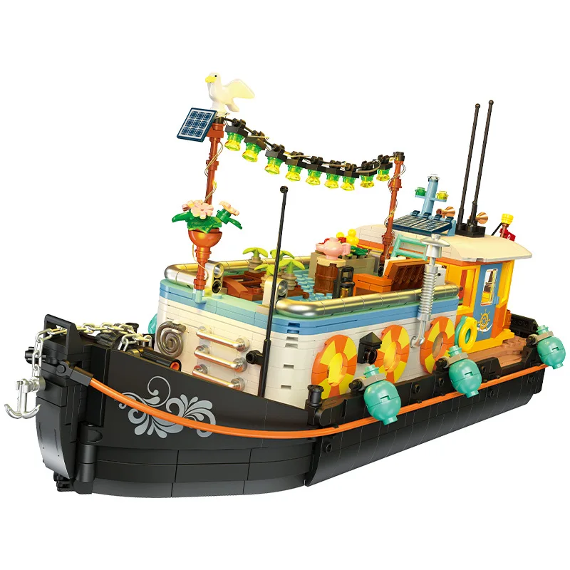 JIESTAR/JJ9202 Canal Houseboat  Model Building Blocks Gifts ORNAMENTS COLLECTIBLE