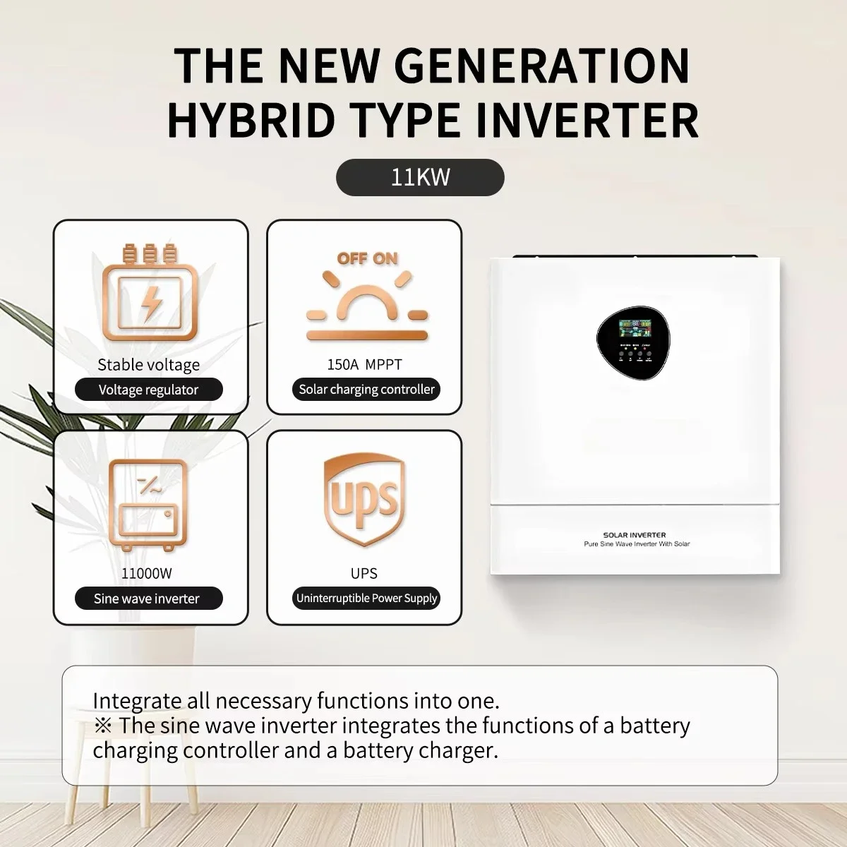 High Voltage Hybrid Inverter 3KW 11KW Single and Double Solar Inverter 48V 24v On/Off Grid 220V 60hz AC Off Grid Solar