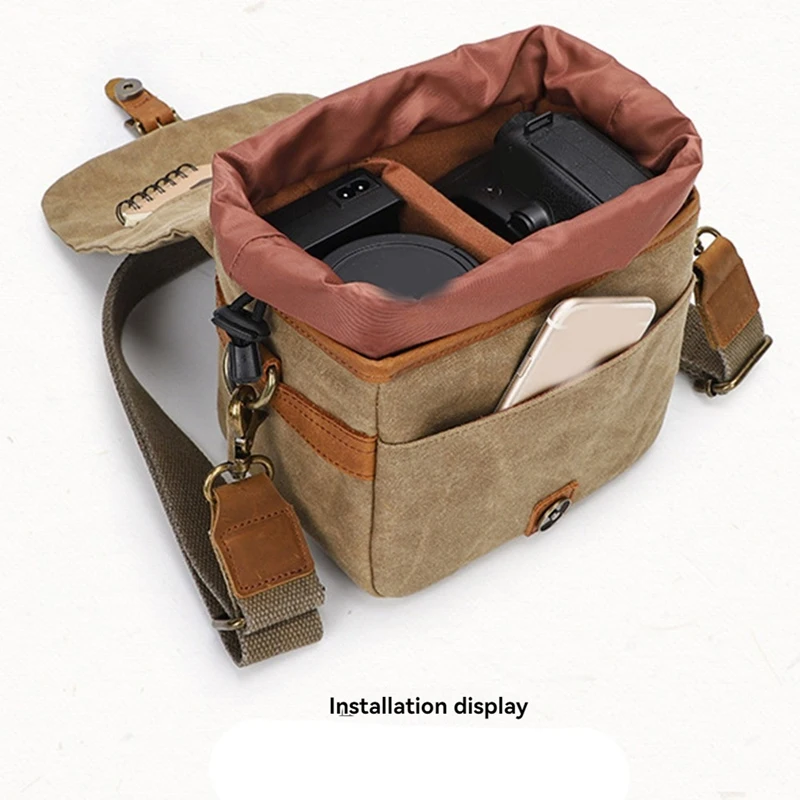 Canvas SLR Camera Bag Micro Single Messenger Bags Waterproof Wear-Resistant Shoulder Photography Backpacks B