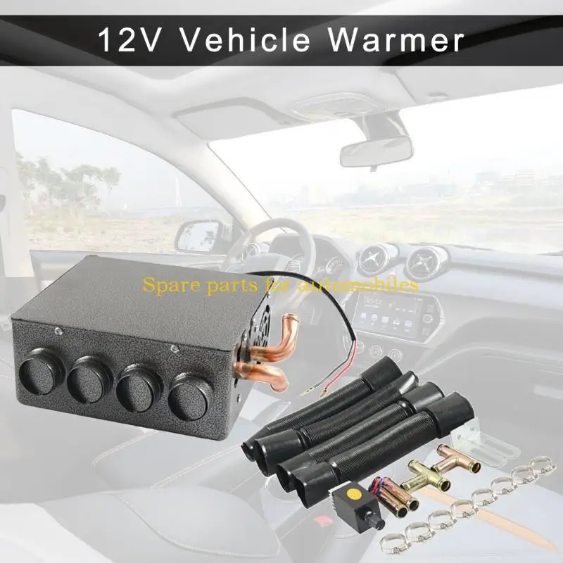 

H58F 12V 4 Ports Heater Defroster Demister with Speed Switch Auxiliary Heater Underdash Heater for Car Truck Excavators