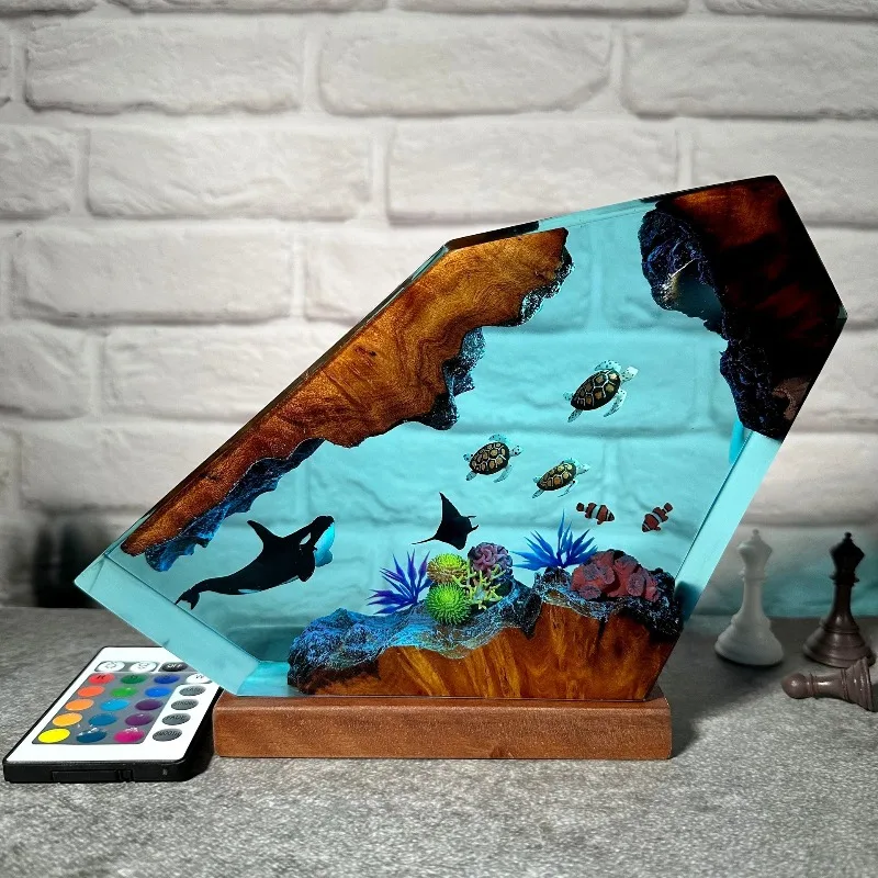 

Underwater world peripheral model ornaments night light accessories killer whale resin night light bedroom decoration ornaments
