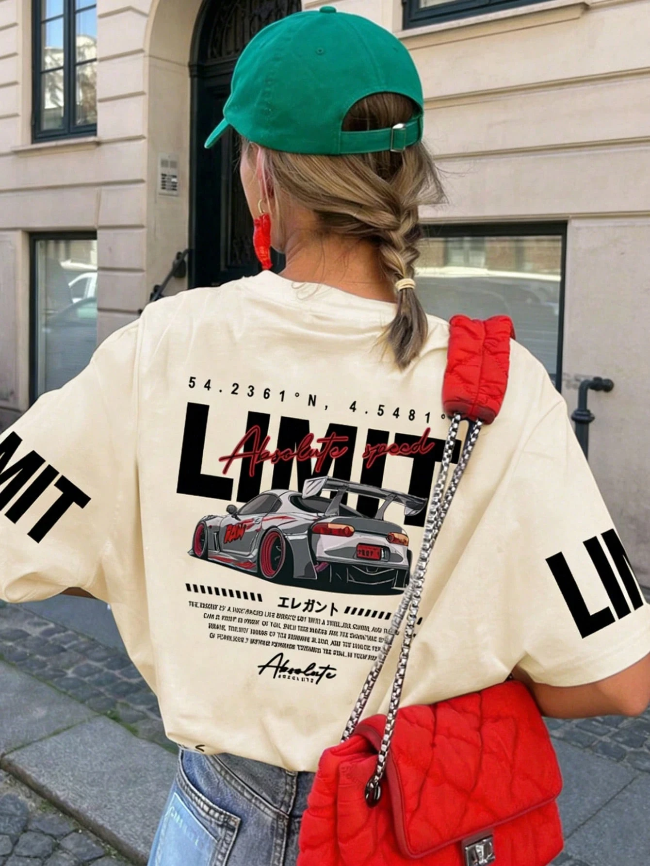 Damen Sommer Neues Minimalistisches Mode-T-Shirt mit Lustigem Rennwagen-Print Lässiger Rundhalsausschnitt Kurzarm Vielseitiges T-Shirt – Detail 2