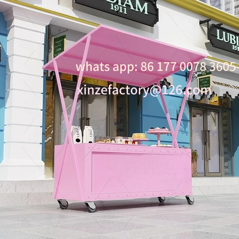 

Customizable wrought iron float car street stall car market mobile market dining car trolley shopping mall outdoor stall