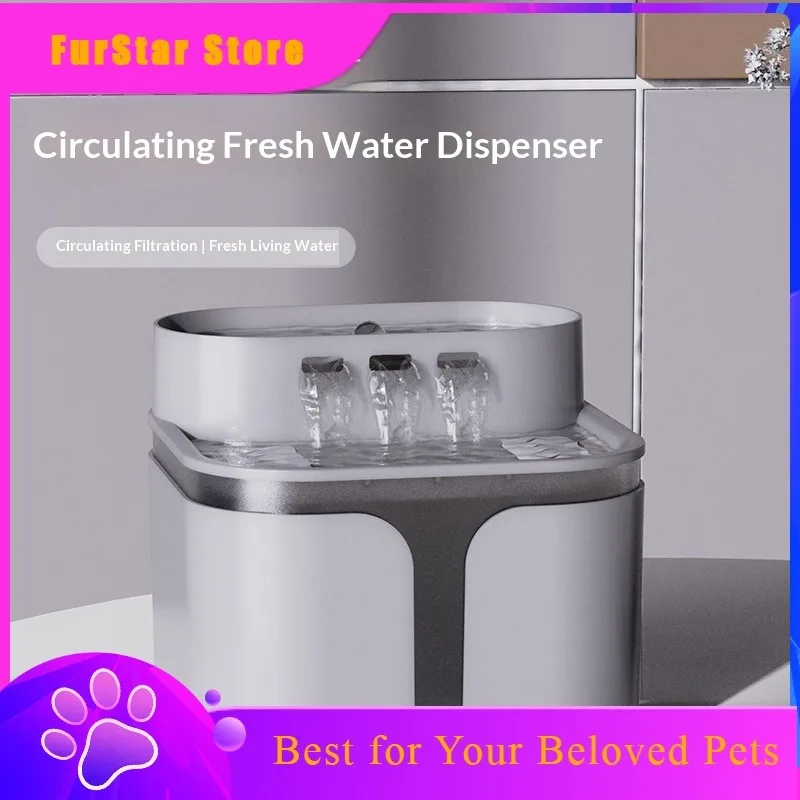 FurStarTop Rated Smart Large Capacity Automatic Cat Dog Water Fountain, Circulating Flowing Filter, Quiet Pet Dispenser For Indo