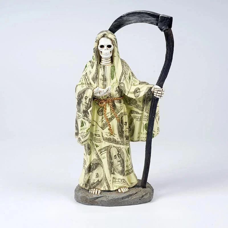 Grim Reaper Resin Statue Gothic Skeleton Sculpture For Garden Tabletop Decor Home Display Halloween Gift For Men Women Teens