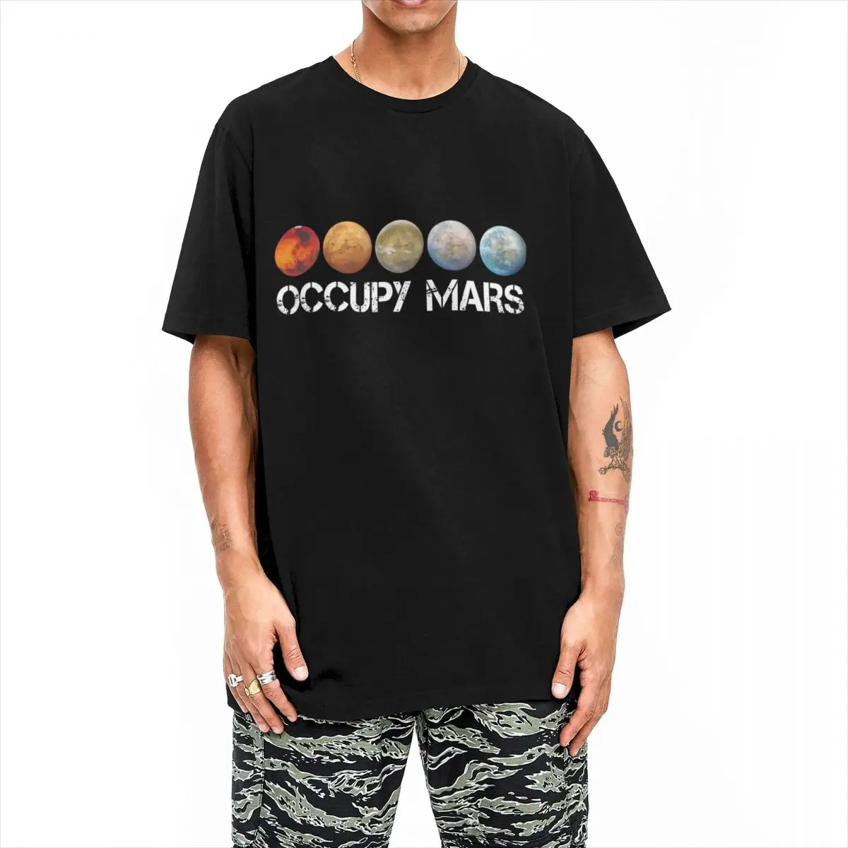 Men Women's Occupy Mars Terraform T Shirts Apollo Astronaut Spacex 100% Cotton Clothes Funny Crewneck Tee Shirt Graphic T-Shirt