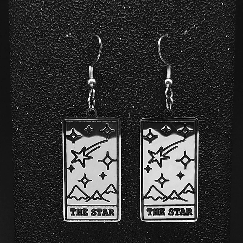 Tarot Card The Star Dangle Earrings Stainless Steel Divination Drop Earring Jewelry boucle d’oreille acier inoxidable 3470