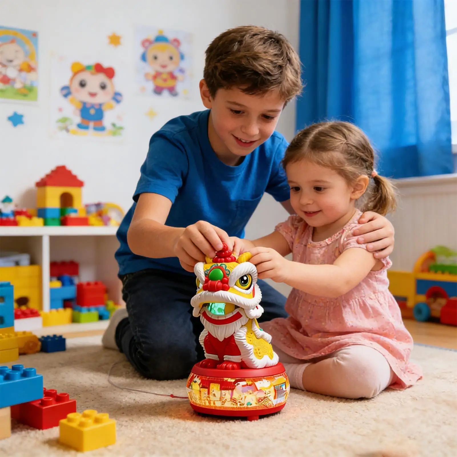 Lopend dierenspeelgoed voor kinderen Elektrisch vroeg onderwijs Leeuwendans met muziek en licht Cartoon muzikaal speelgoed voor jongens en meisjes
