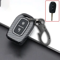 Carbon  Car Key Cover Case Holder for Renault Dacia Dokker Duster Logan Laguna Scenic Master Megane 2 Button Remote Key Cover