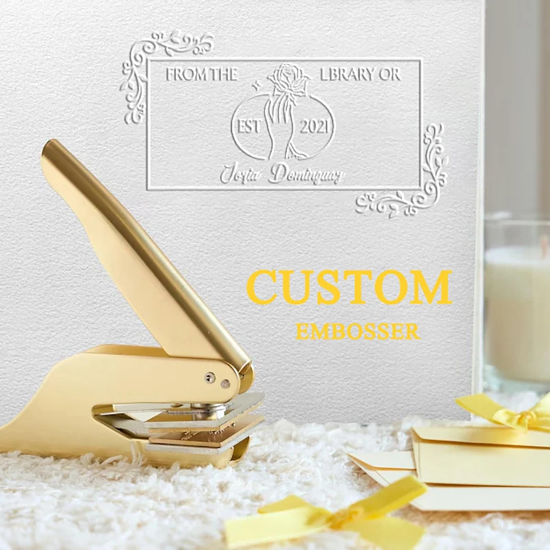 

Индивидуальный тисненый штамп, персонализированный прямоугольник, дизайн, печать для тиснения книг, свадебное приглашение, логотип, тиснение, бумажный штамп