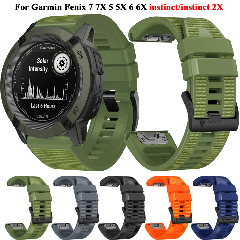 

26mm 22mm QuickFit Canvas+Silicone Watch Strap For Garmin Instinct 2X Solar Watchband For Fenix 6X 6 Pro 5X 5 Plus 7X 7 Bracelet