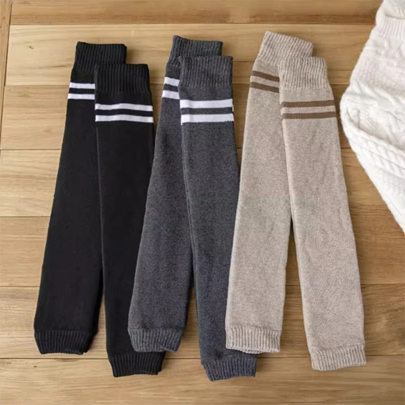 Winter Knitted Woolen Fleece Leg Warmer For Unisex Solid Color Elastic Warm Leg Sleeve Women Thicken Soft Long Tube Knee Pad