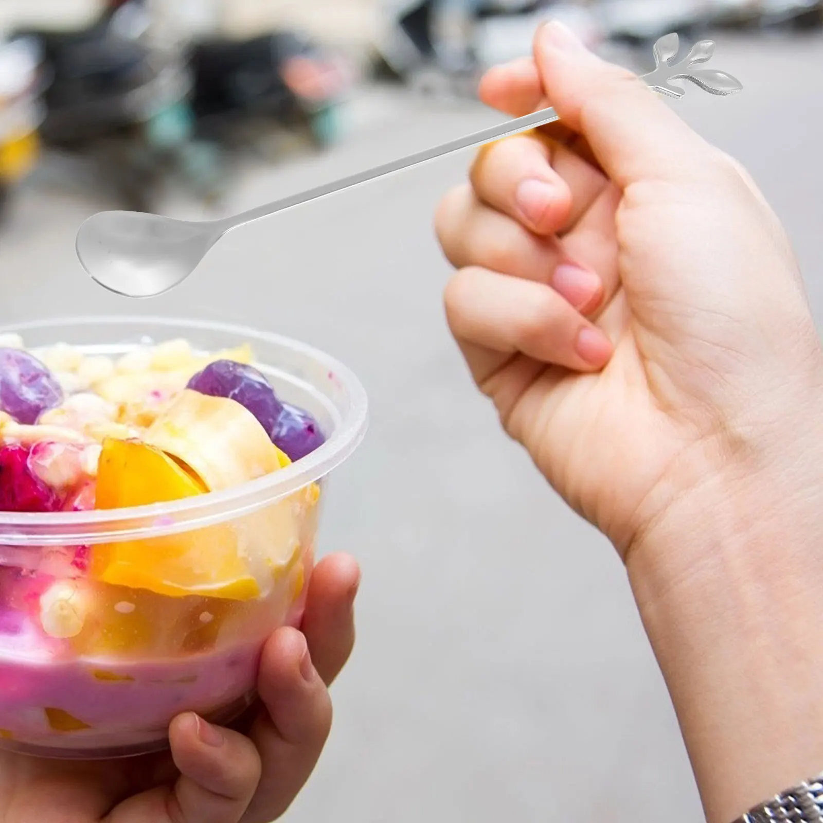 

1Set Coffee Spoons Stainless Steel Mixing Spoons Long Handle Silver Dessert Stirring Spoon Food Grade Household Tableware Spoon