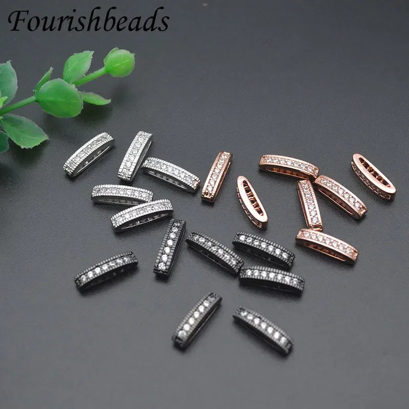 

Wholesale 30pcs/lot 4x16mm 3 Hole Paved CZ Zircon Rectangle Beads Accessories for DIY High Quality Jewelry Making