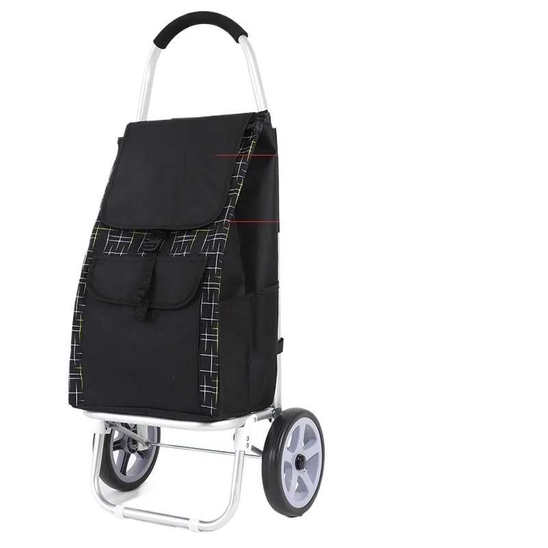 Foldable Shopping Cart for Elderly for Grocery Shopping for Supermarket Use Aluminum Alloy Trolley with Pull Rod Stair