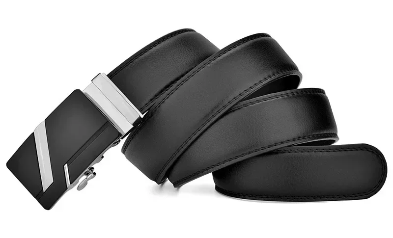 Hochwertiger Herren-Gürtel aus PU-Leder mit Metallschnalle, LANGE Plus-Größe 130 140 150 160 170 CM – Detail 4