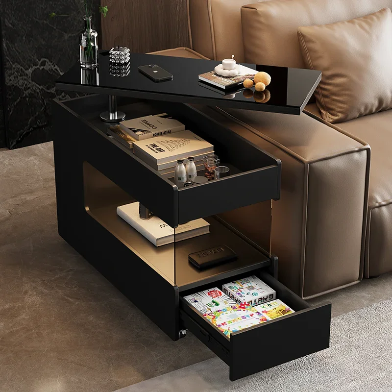 

Minimalist sofa side cabinet, light luxury and high-end sense, movable coffee table small table with wheels