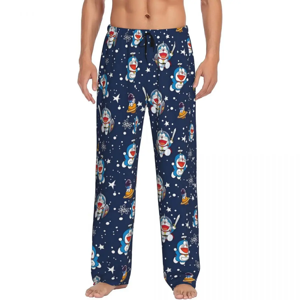 

Custom D-Doraemons Cartoon Pajama Pants Sleepwear Men's Elastic Waistband Sleep Lounge Bottoms with Pockets