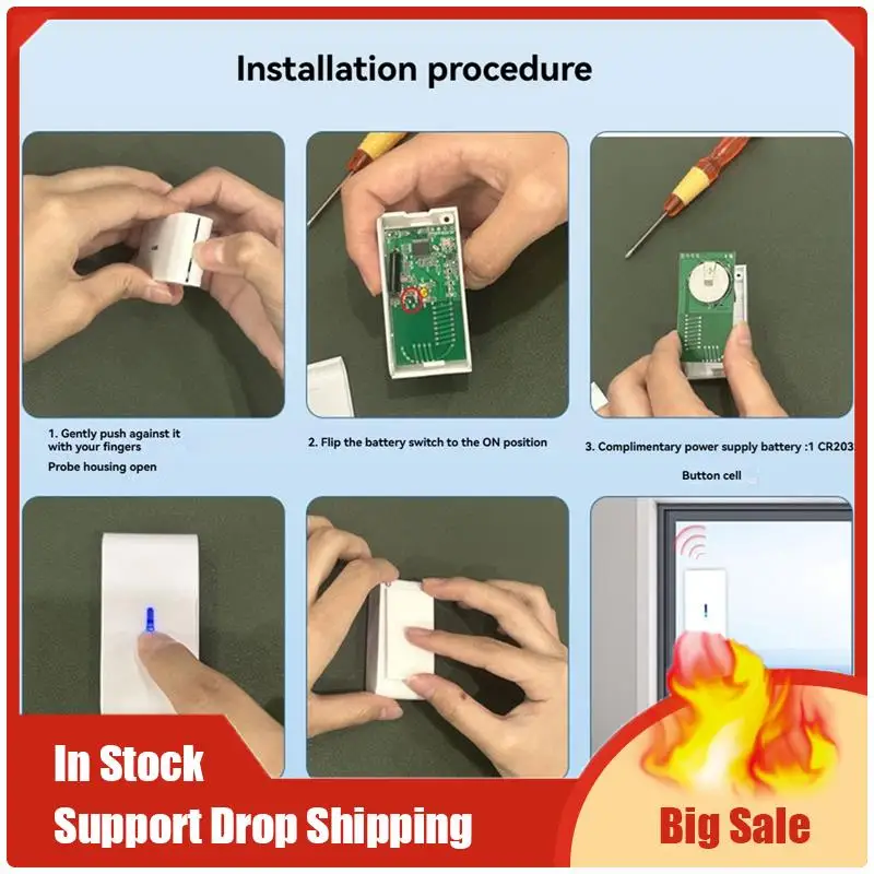 Mejores OFERTAS 3 uds 433Mhz Detector de rotura de vidrio de vibración inalámbrico sensibilidad ajustable Compatible con sistemas de alarma A