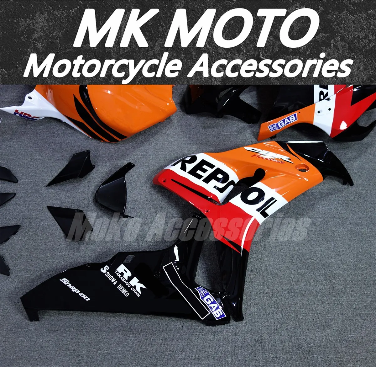 مجموعة انسيابية الدراجات النارية Moke Moto مناسبة لـ Cbr1000rr 2006-2007 مجموعة هيكل السيارة عالية الجودة حقن ABS جديد أسود برتقالي