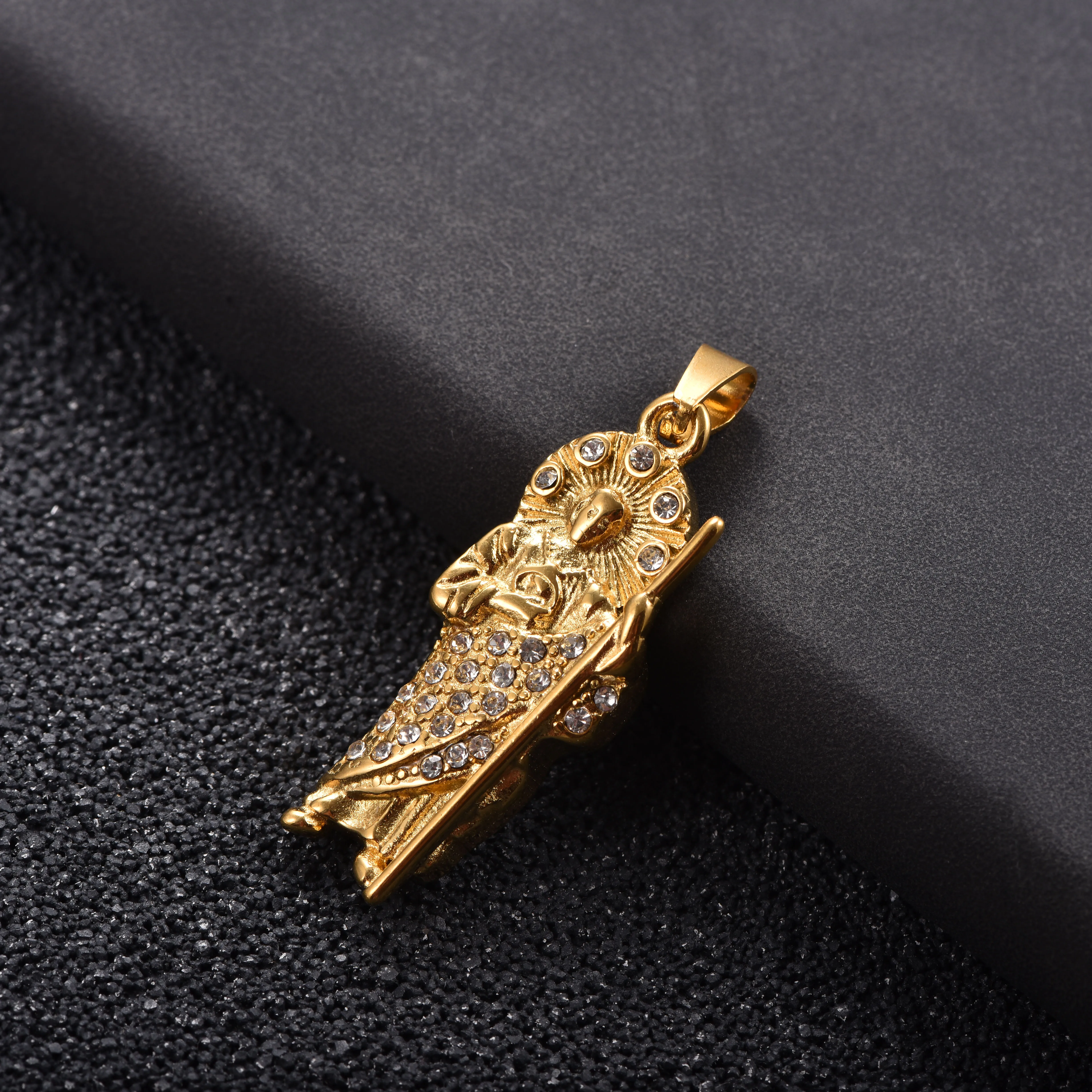 Religiöser Anhänger Santa Muerte Heiliger Judas Jungfrau Maria Jesus Charm Hip-Hop Katholisches Amulett Halskette Anhänger für Männer Glaubensschmuck – Detail 2