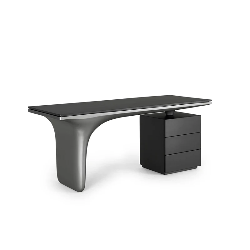

！@Latest Design Black Wooden Office Workstation Modern Computer Desk Storage Home Simple Office Table