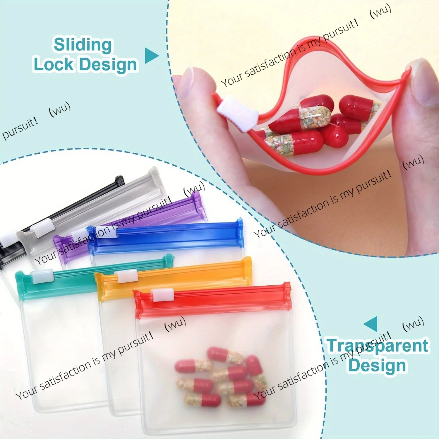 28-Piece Zipper Pill Bag Set, Reusable in 7 Colors for Drug Travel, Self-Sealing Travel Belt Slide