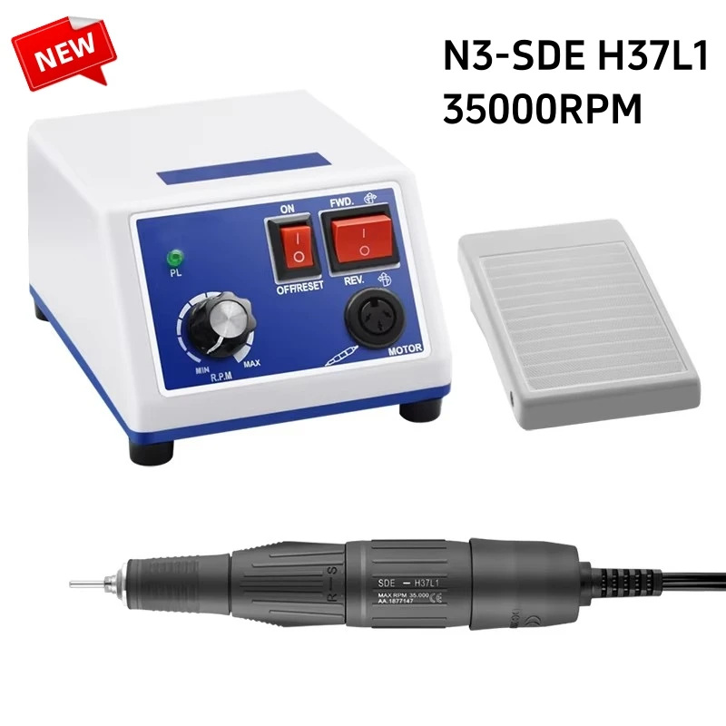 35000 RPM SDE H37LN Elektrische Lab Sieraden Nagelboormachine Polish MicroMotor Marathon N3 Koolborstel Handstuk Boor Set