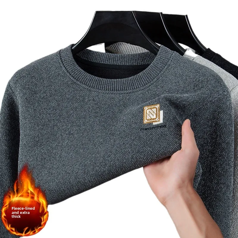 

Men's Knitted Sweater Heavyweight Plus Fleece Thickened Chenille Warm Winter Casual Pullover High Quality Luxury Outwear Sweater