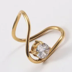 High End PVD No Fade Permanent Luxury Irregular Shinny Zircon Stainless Steel Finger Ring for Women