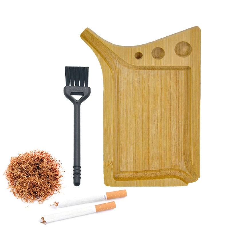 Wood Herb Tobacco Rolling Tray With Brush Tool Loader Cones Multipurpose Mini Wooden Rolling Trays Smoking Accessories