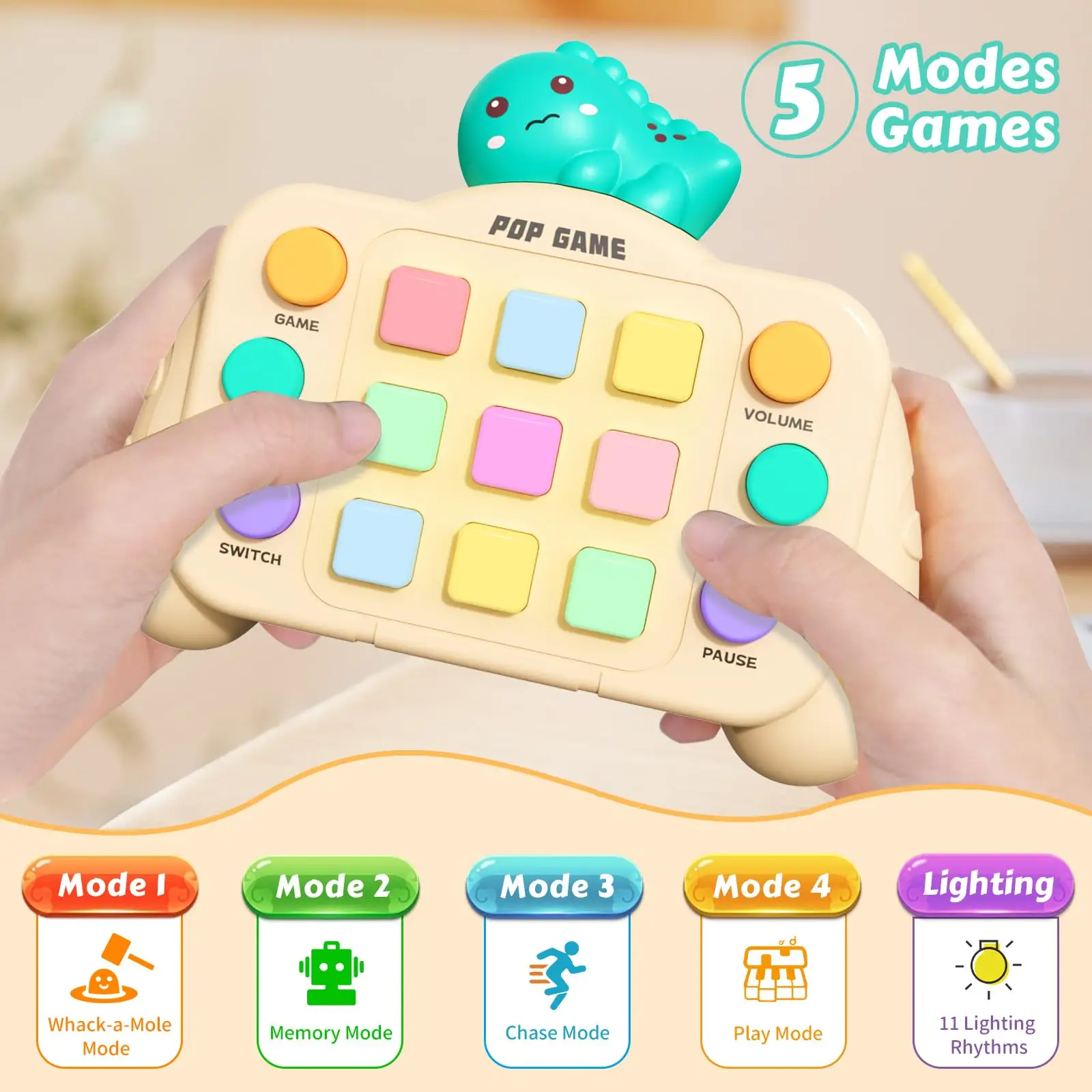 เครื่องเล่นเกมแบบอินเทอร์แอคทีฟของเล่นคอนโซลสำหรับเด็กและผู้ใหญ่ไฟป๊อปไลท์แบบกดเร็วของเล่น Relief คลายเครียด