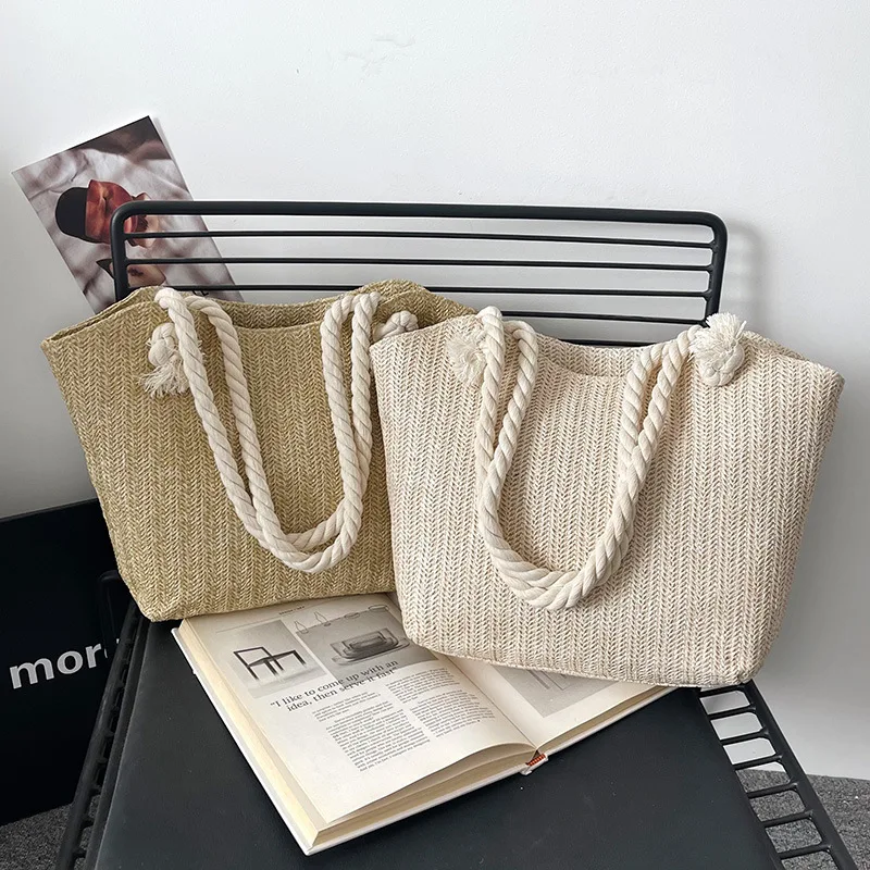 

Designer Women Handbags Fashion Large Capacity Straw Tote Bag Summer Beach Bag Casual Bali Big Purse