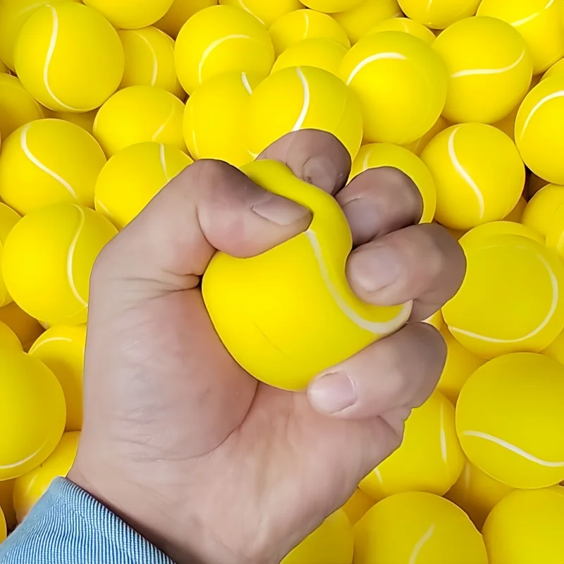 2PCS เทนนิสลูกบอลของเล่นกีฬาตลกเทนนิสความเครียดบอลบีบเทนนิส PU โฟมสําหรับเด็กสําหรับผู้ใหญ่กีฬาของเล่นบอล