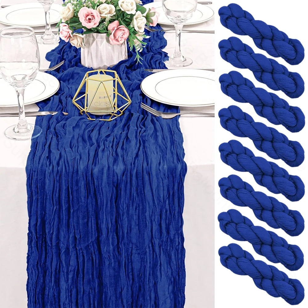 الأزرق الملكي القماش الجبن الجدول عداء بوهو الشاش ريفي شير الجبن القماش الجدول عداء حفل زفاف عيد ميلاد استحمام الطفل ديكور