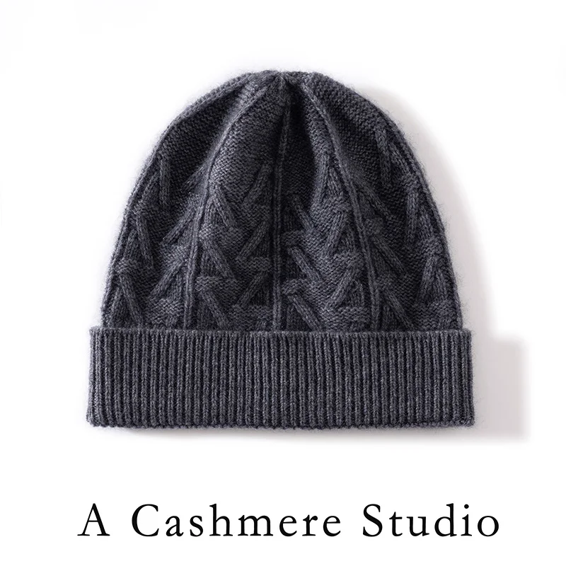 Nueva moda 100% gorro de Cachemira clásico Jacquard Color sólido sombreros de mujer Otoño Invierno prendas de punto de Cachemira sombreros suaves y cómodos