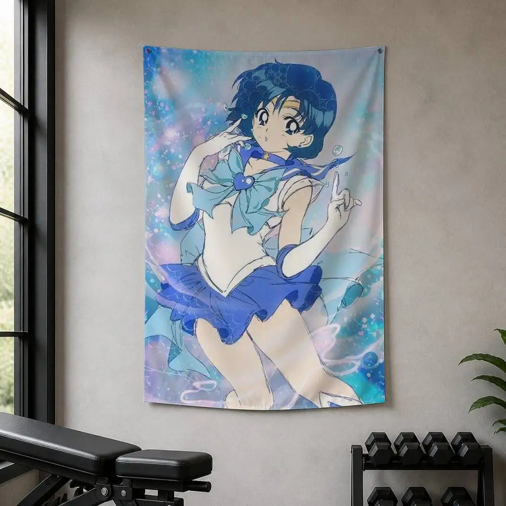 Ami Mizuno Decorative Hanging Flag with Grommets for Garage Bedroom Dorm Wall Decor