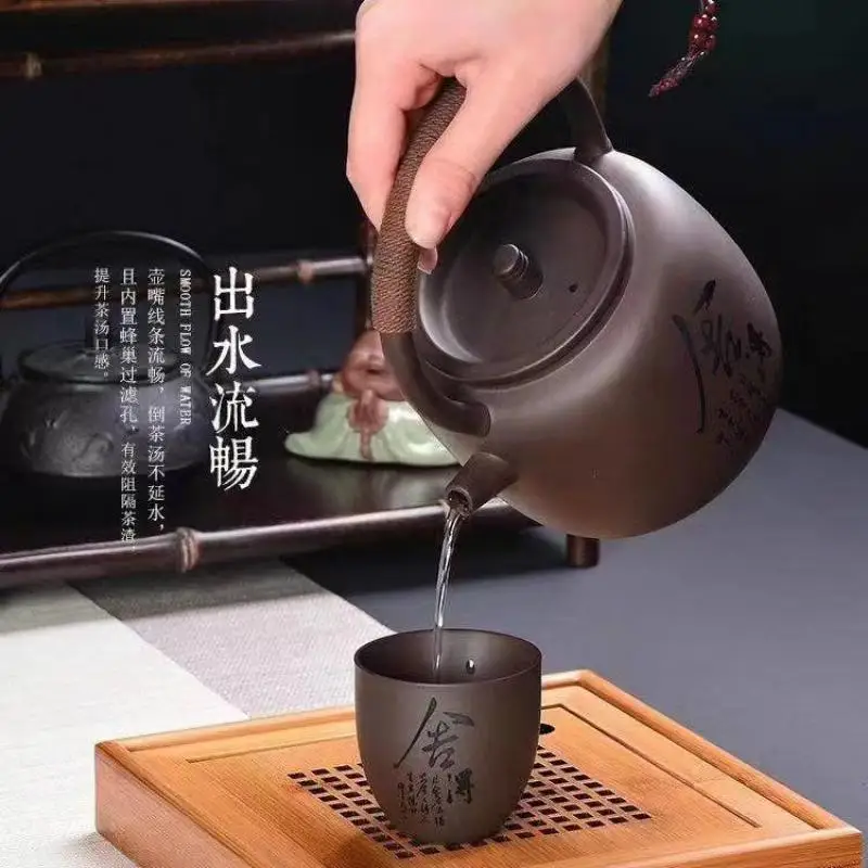 

Purple Clay Tea Set 1 Teapot 6 Cups Portable Kung Fu Teaset Chinese Tea Ceremony Zisha Tea Set Health Gongfu Teaware
