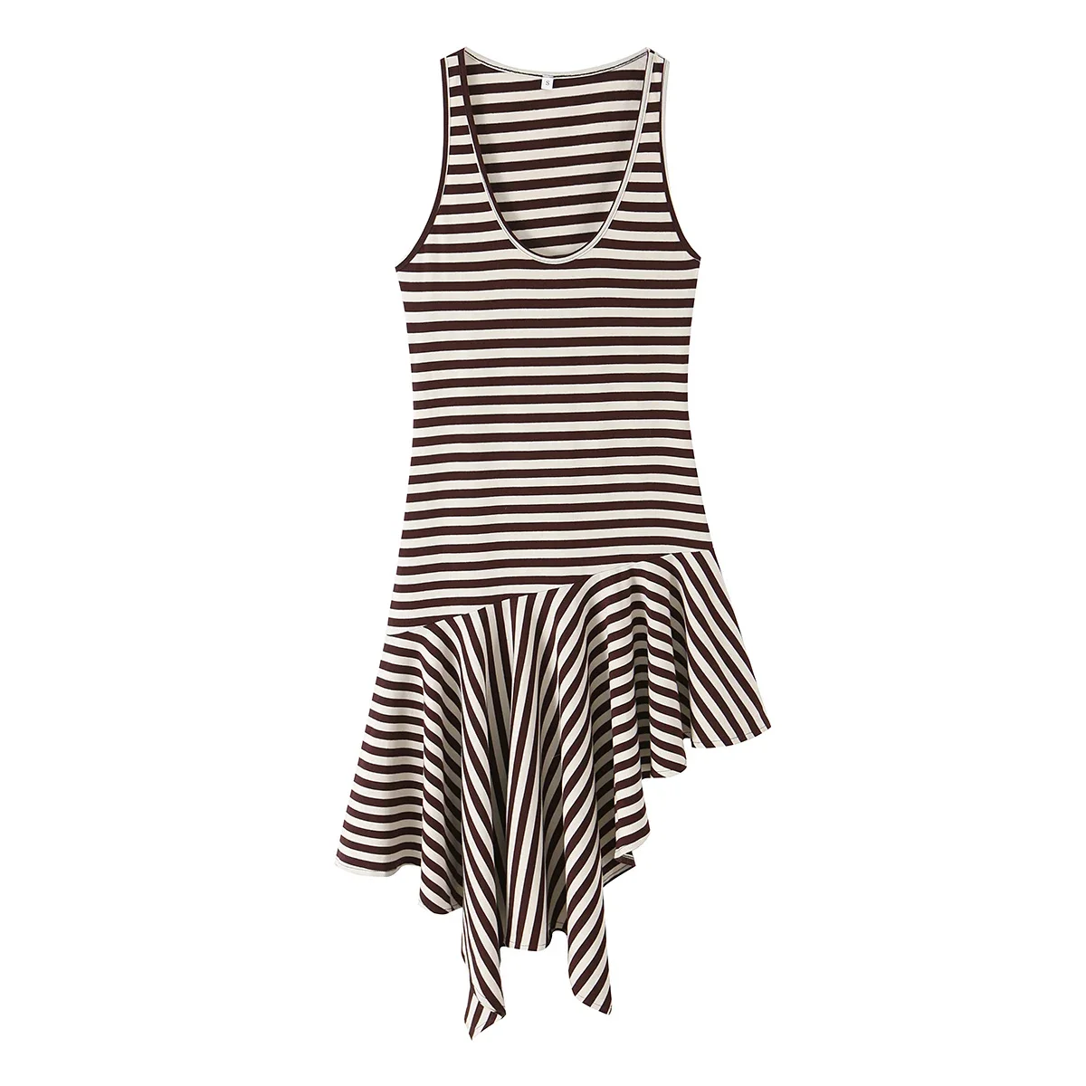 KONDALA Damen Trendiges Strandkleid Gestreiftes Kurzkleid Ärmellos Asymmetrischer Saum Kleid 2026 Frühling Sommer Urlaub Party Cami Mujer Kleid – Detail 4
