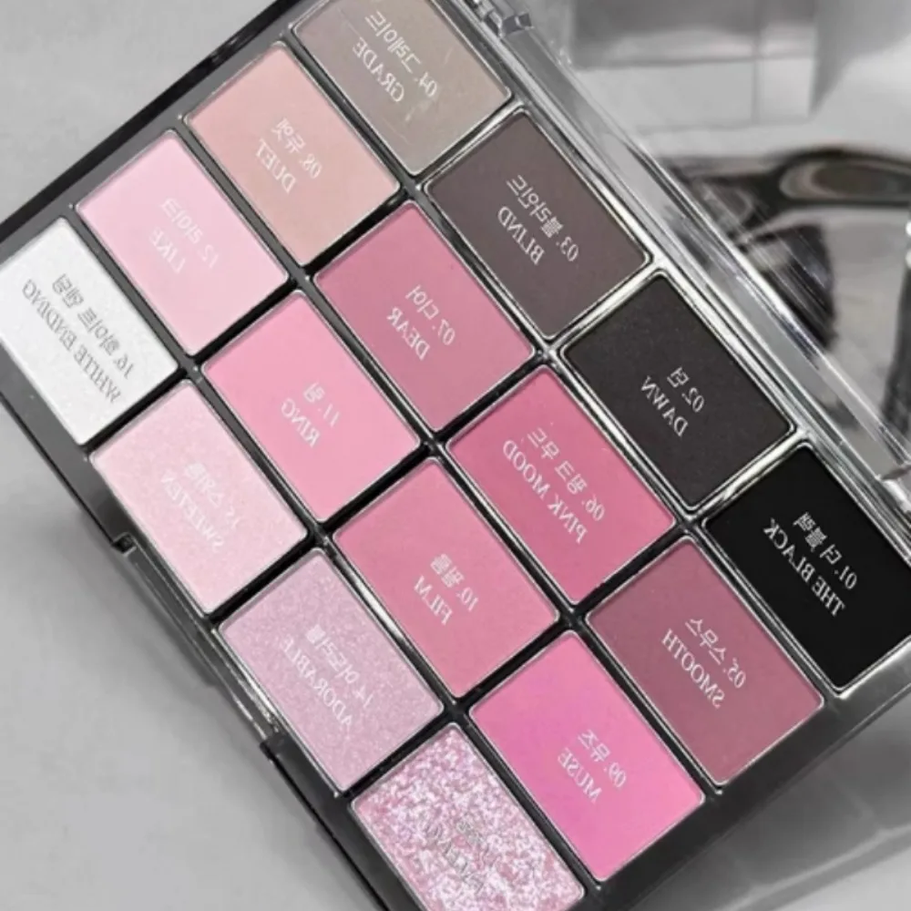 Eyeshadow Palette Matte Pearlescent Low Saturation Long Lasting Brown Pink Glitter Eye Shadow Eye Makeup Palette 16-Color Korean