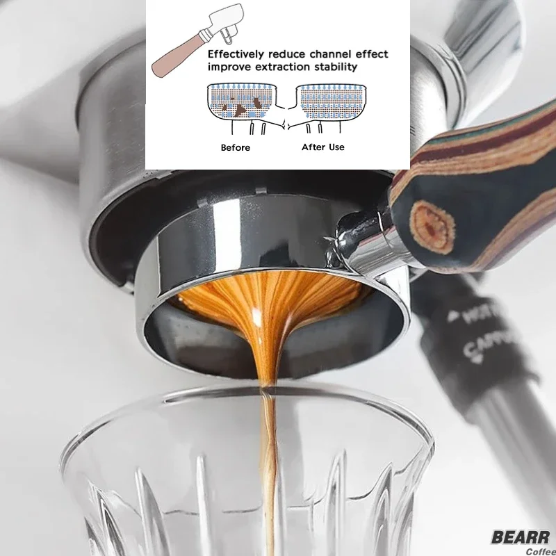 BEARR Adjustable Depth Coffee Tamper - 30lb Wooden Handle with Horizontal Calibration for Espresso Machines (Barista Tool)