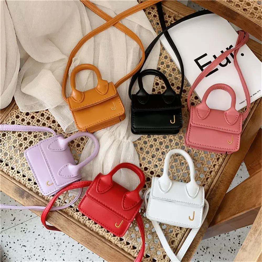 New Fashionable and Cute Solid Color PU Leather Coin Bag Flip Cover Women's Mini Handbag Shoulder Bag