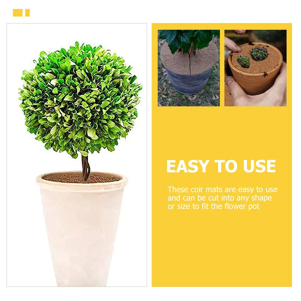 

12pcs Coir Flowerpot Mat Durable Coconut Fiber Mulch Ring For Garden Balcony Office Plant Succulents Tree Round Anti-Grass