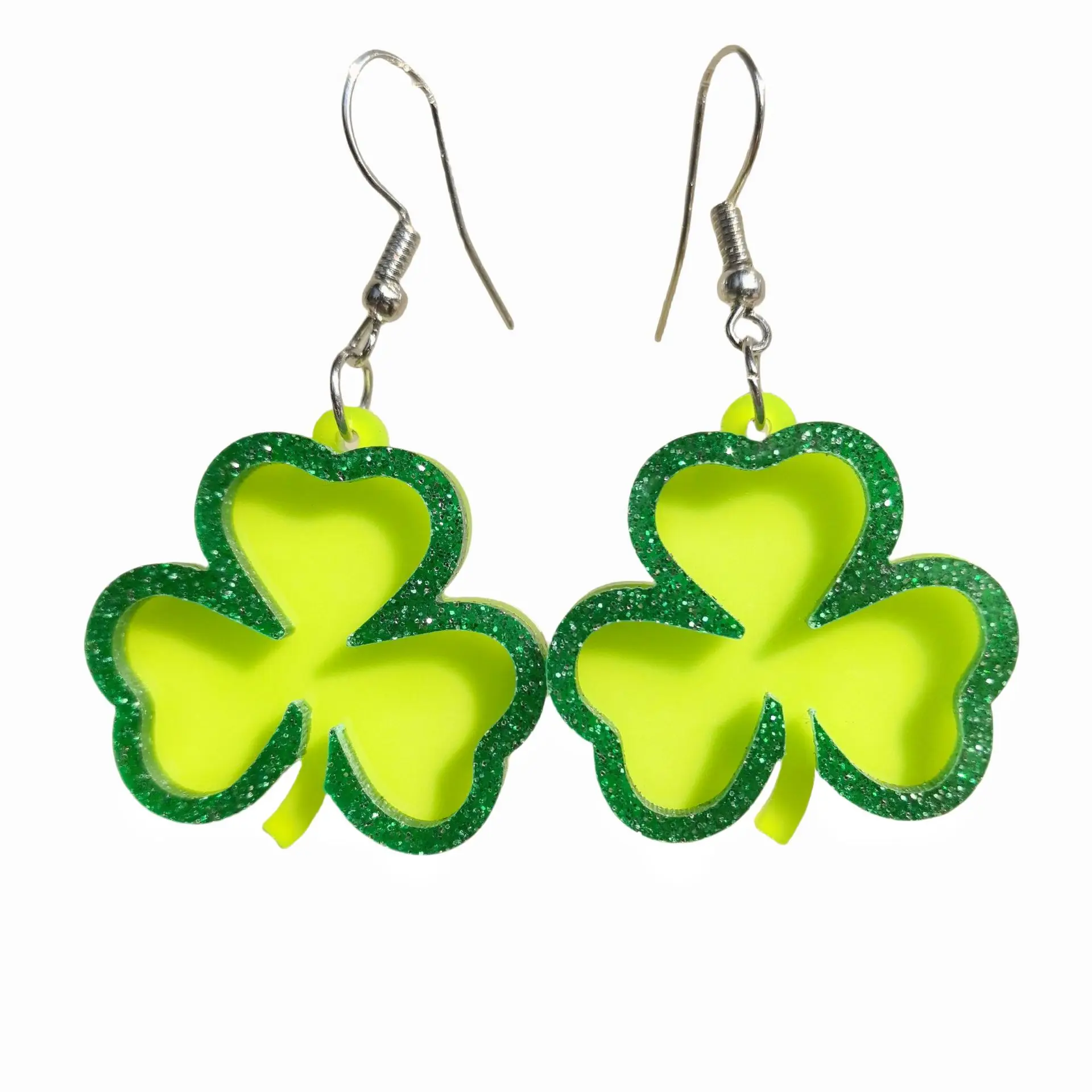 New Green Earrings Fashionable Simple Lucky Grass Pa St. Patrick Clover Personalized Earrings St. Patrick Decorative Gift