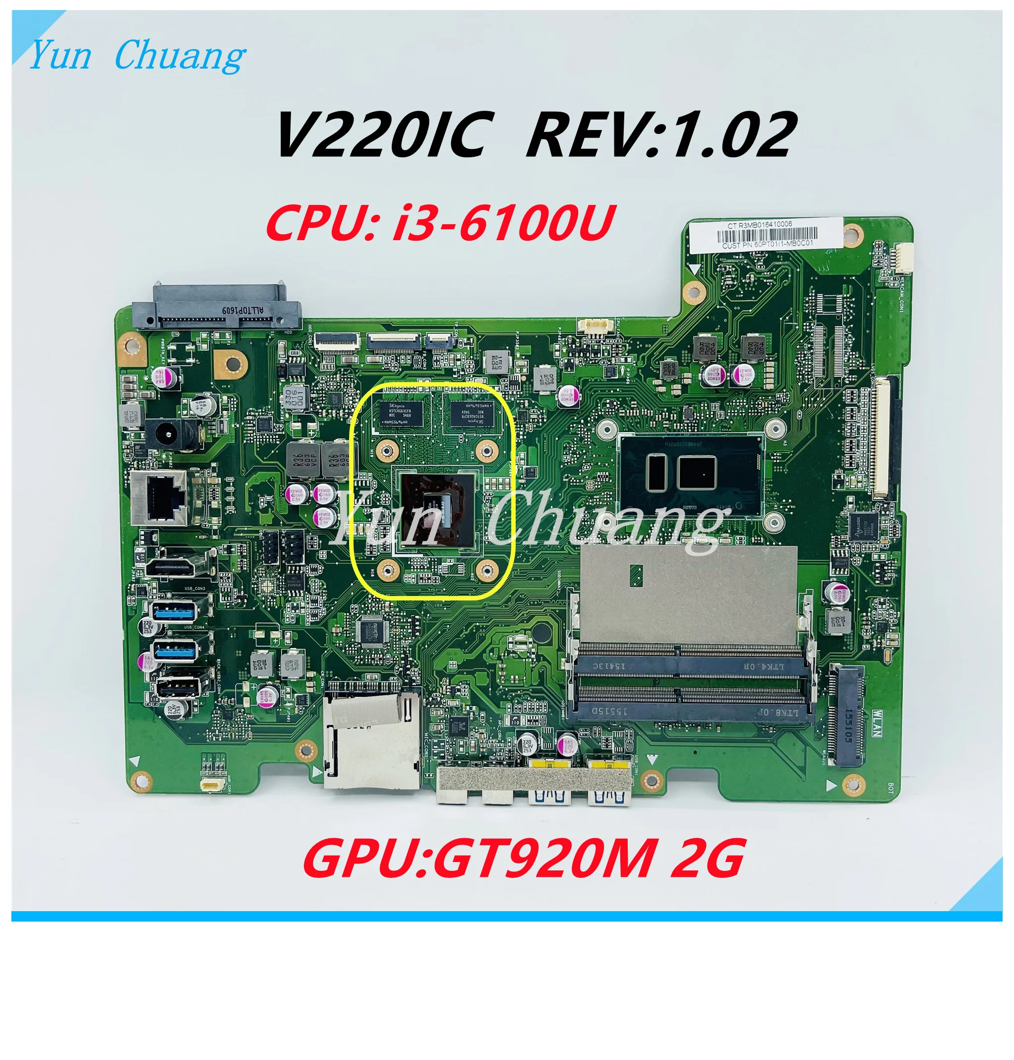 

Материнская плата V220IC REV: 1,02 для Asus V220, V220I, V220IC, материнская плата «Все в одном» с процессором i3-6100U GT920M 2G GPU DDR4