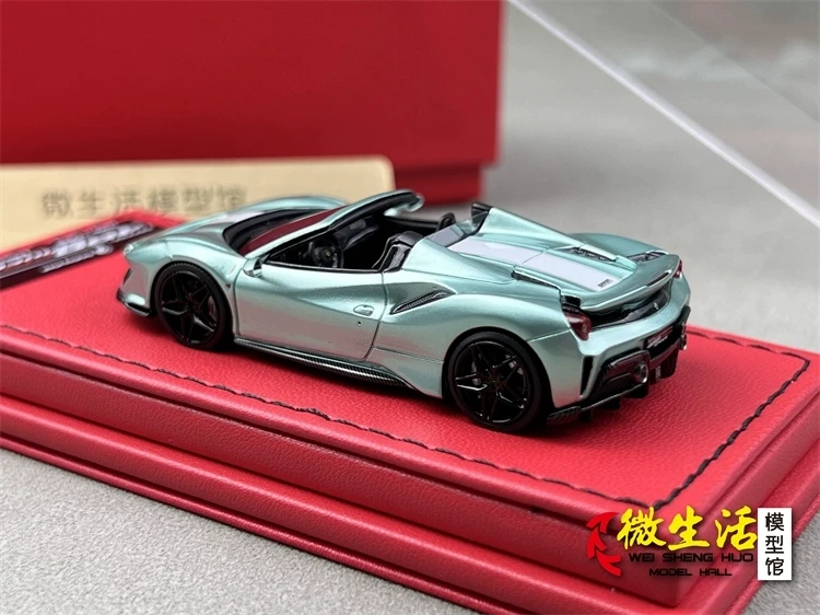 Newly Stocks Rotating Wheel 1:64 488 Pista Spider Ice Green Color Resin Scale Model Car In 2024