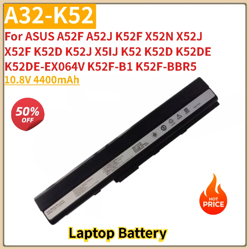 High Quality Laptop Battery A32-K52 10.8V 4400mAh for ASUS X52F K52D K52J X5IJ K52 A52F A52J K52F X52N X52J K52D K52DE Brand New